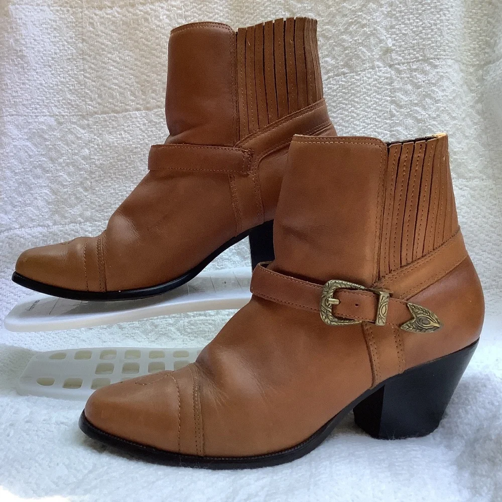Dingo ankle‎ leather brown boot bootie cowgirl western